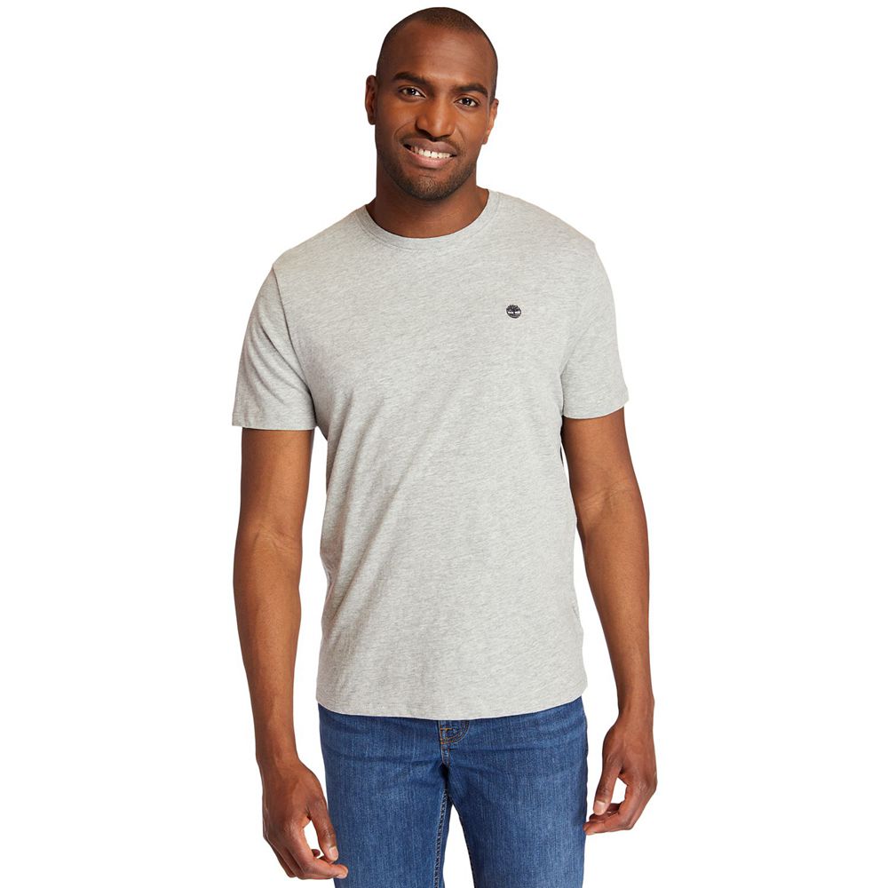Camisetas Timberland Hombre Embroidered Logo Gris - Chile OVL-652837